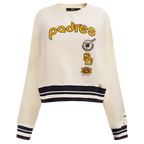 MLB SAN DIEGO PADRES RETRO CLASSIC CHANDAIL À COL ROND CÔTELÉ POUR FEMME (COQUILLE D'ŒUF/NOIR)