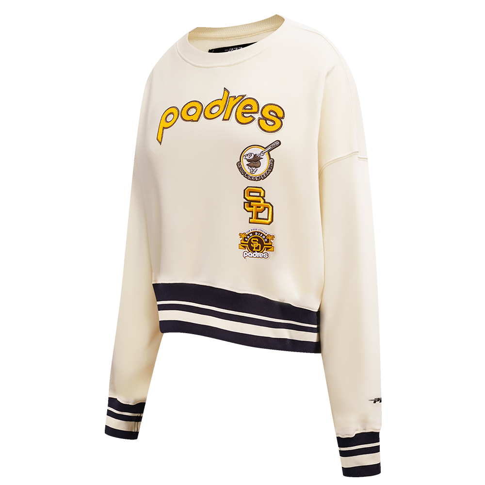 MLB SAN DIEGO PADRES RETRO CLASSIC CHANDAIL À COL ROND CÔTELÉ POUR FEMME (COQUILLE D'ŒUF/NOIR)