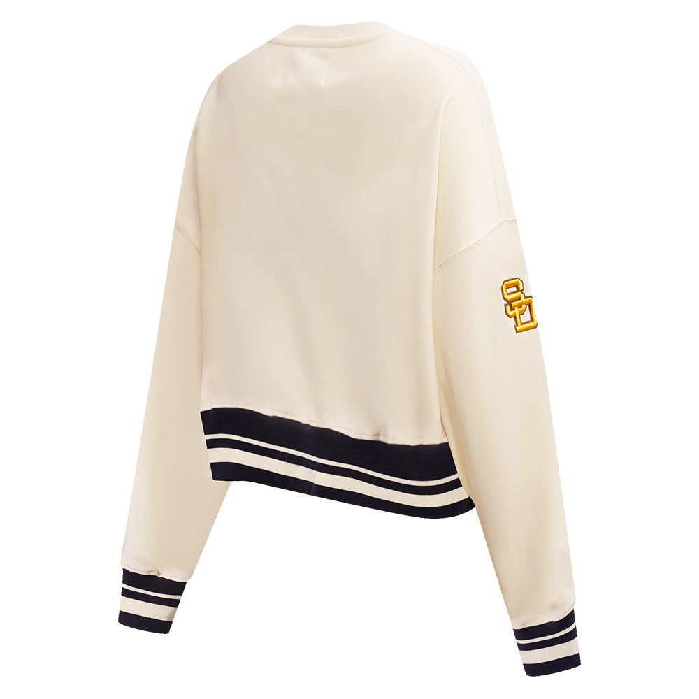 MLB SAN DIEGO PADRES RETRO CLASSIC CHANDAIL À COL ROND CÔTELÉ POUR FEMME (COQUILLE D'ŒUF/NOIR)