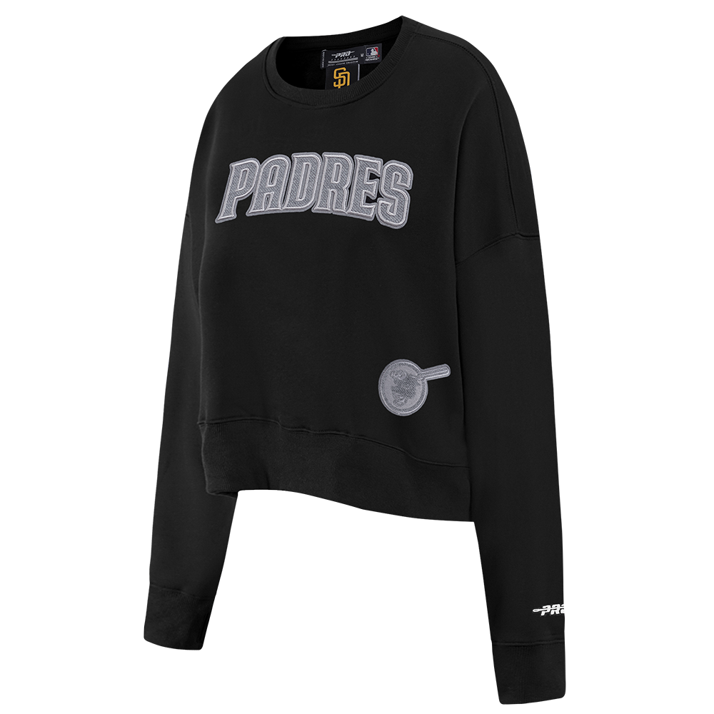 MLB SAN DIEGO PADRES REVERSE FRENCH TERRY WOMEN'S FLEECE CREWNECK (BLACK)