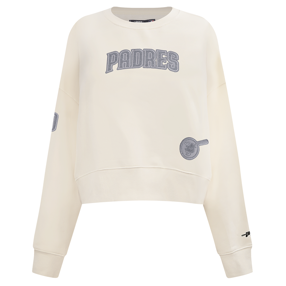 MLB SAN DIEGO PADRES REVERSE FRENCH TERRY CHANDAIL À COL ROND EN MOLLETON POUR FEMME (COQUILLE D'ŒUF)