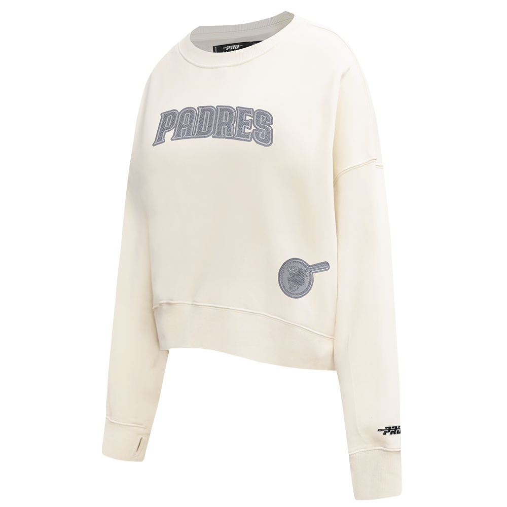 MLB SAN DIEGO PADRES REVERSE FRENCH TERRY WOMEN'S FLEECE CREWNECK (EGGSHELL)