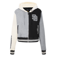 MLB SAN DIEGO PADRES REVERSE FRENCH TERRY WOMEN'S CROPPED FULL ZIP HOODIE (BLACK/GRAY/EGGSHELL)