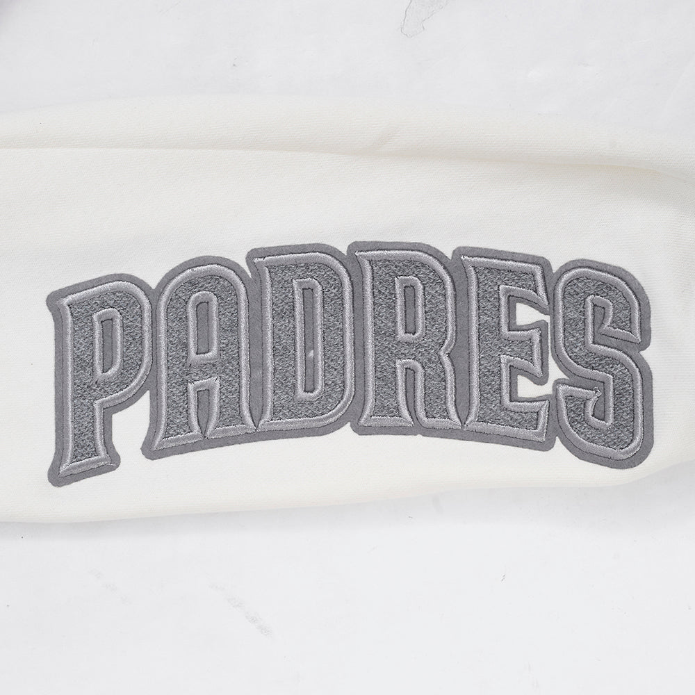 MLB SAN DIEGO PADRES REVERSE FRENCH TERRY WOMEN'S CROPPED FULL ZIP HOODIE (BLACK/GRAY/EGGSHELL)