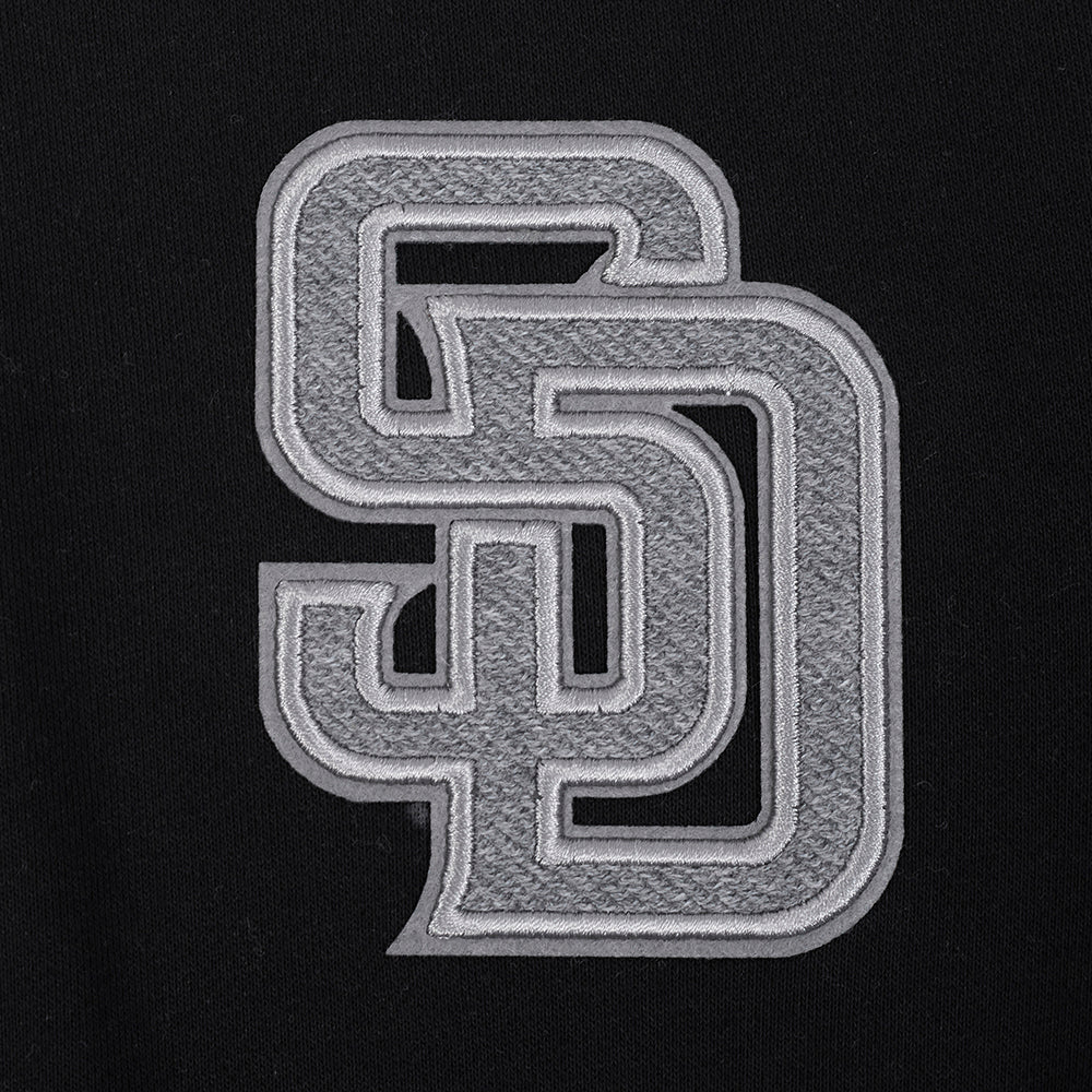 MLB SAN DIEGO PADRES REVERSE FRENCH TERRY WOMEN'S CROPPED FULL ZIP HOODIE (BLACK/GRAY/EGGSHELL)