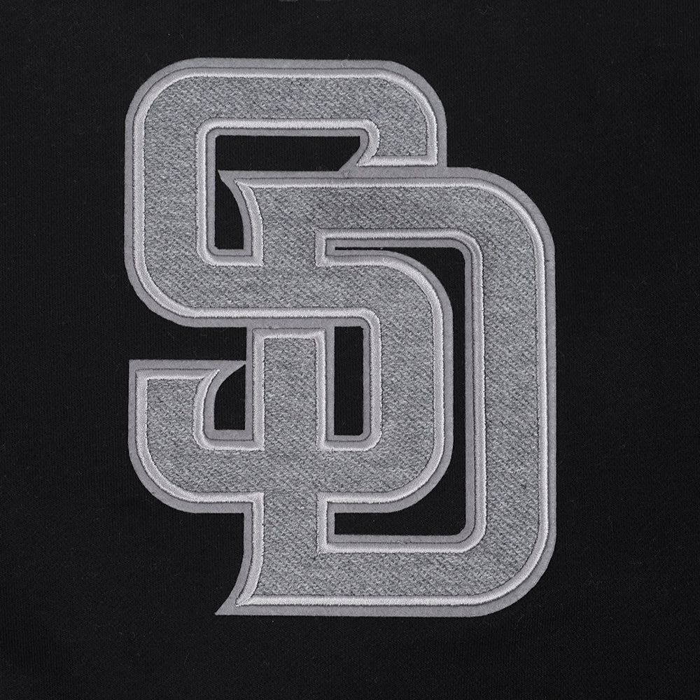 MLB SAN DIEGO PADRES REVERSE FRENCH TERRY WOMEN'S CROPPED FULL ZIP HOODIE (BLACK/GRAY/EGGSHELL)
