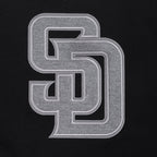 MLB SAN DIEGO PADRES REVERSE FRENCH TERRY WOMEN'S CROPPED FULL ZIP HOODIE (BLACK/GRAY/EGGSHELL)