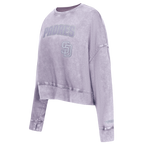 MLB SAN DIEGO PADRES WASHED CLASSIC WOMEN'S CREWNECK SWEATSHIRT (WASHED LILAC GRAY)