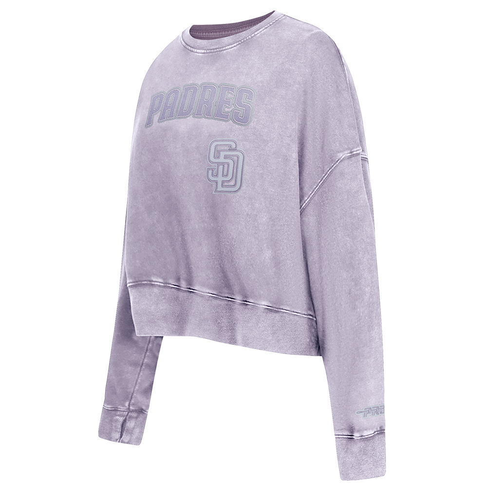MLB SAN DIEGO PADRES WASHED CLASSIC WOMEN'S CREWNECK SWEATSHIRT (WASHED LILAC GRAY)