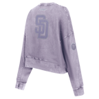 MLB SAN DIEGO PADRES WASHED CLASSIC WOMEN'S CREWNECK SWEATSHIRT (WASHED LILAC GRAY)