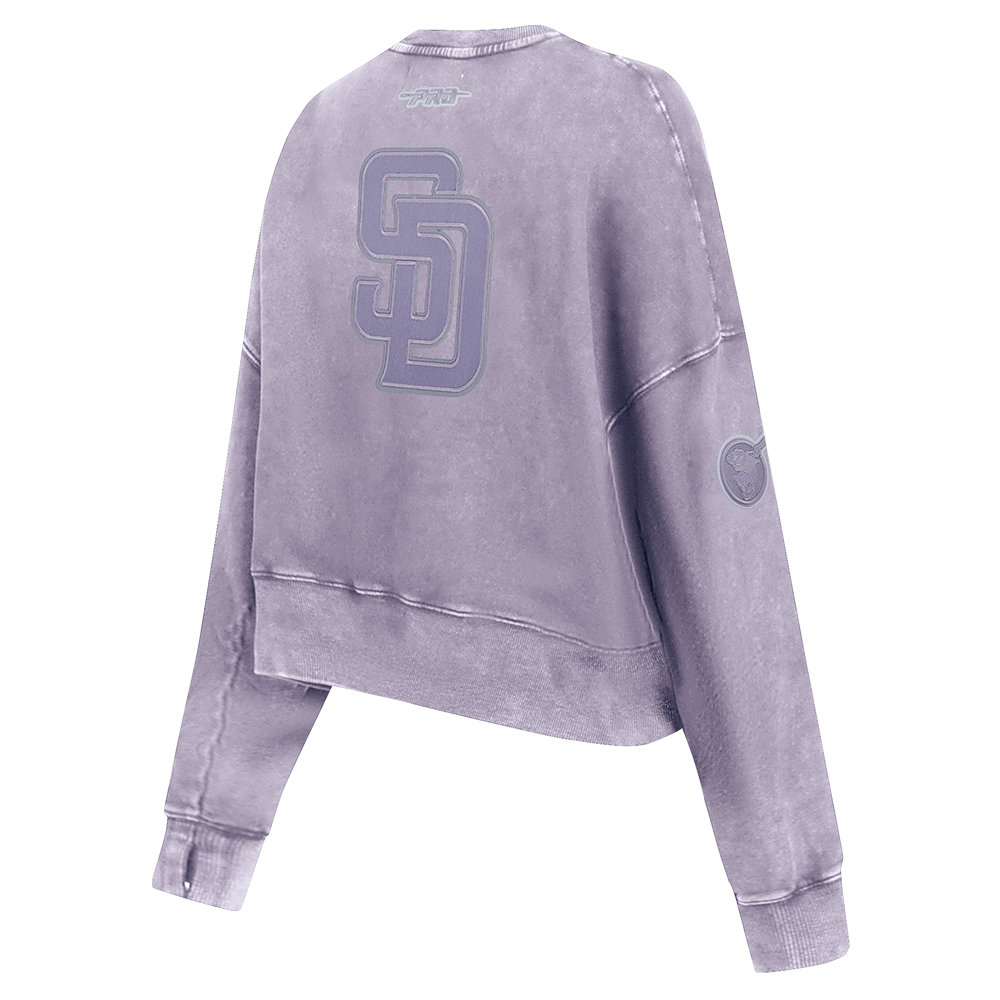 MLB SAN DIEGO PADRES WASHED CLASSIC WOMEN'S CREWNECK SWEATSHIRT (WASHED LILAC GRAY)