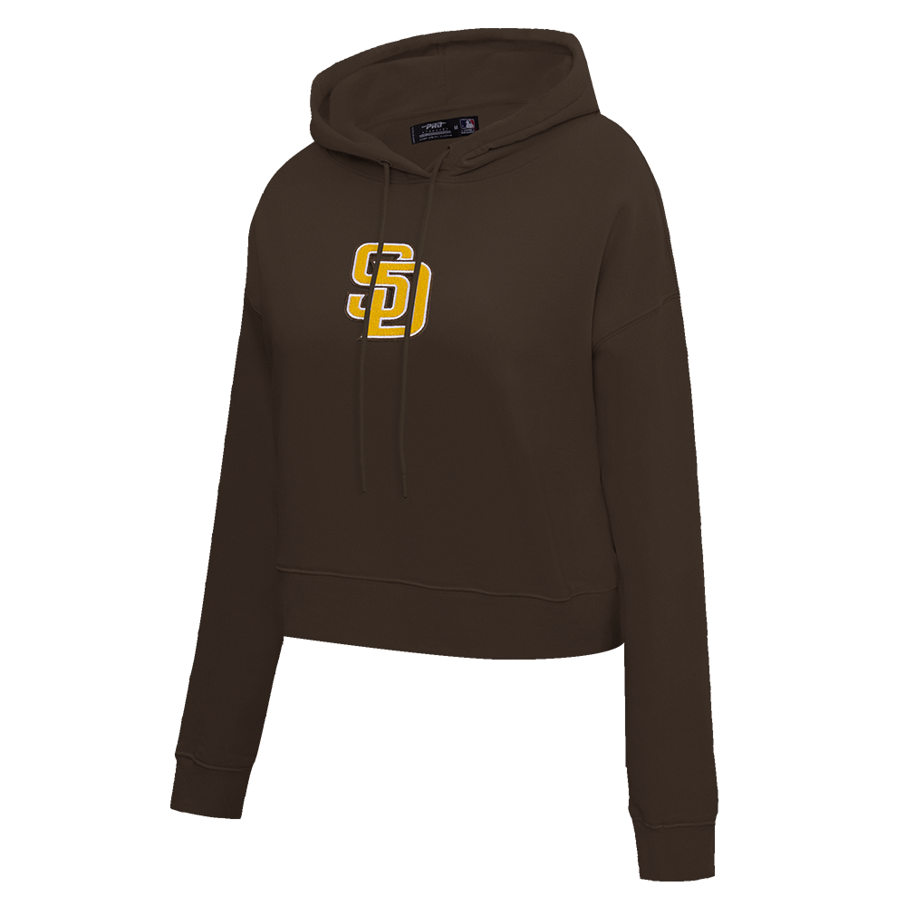 MLB SAN DIEGO PADRES CLASSIC WOMEN'S CROPPED PULLOVER HOODIE (BROWN)