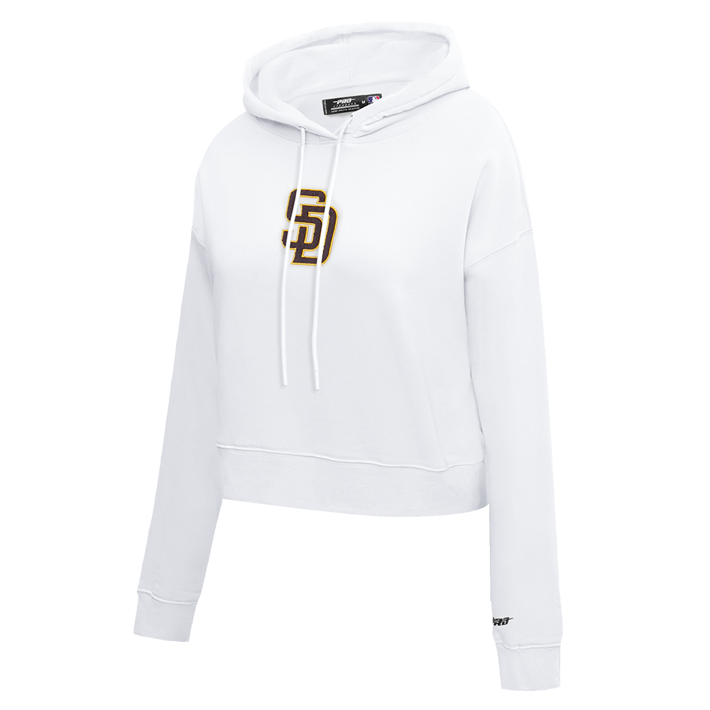 MLB SAN DIEGO PADRES CLASSIC WOMEN'S CROPPED PULLOVER HOODIE (WHITE)