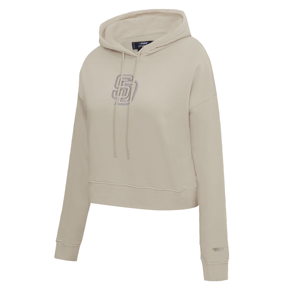 MLB SAN DIEGO PADRES NEUTRAL WOMEN'S CROPPED PULLOVER HOODIE (TAUPE)