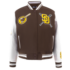 MLB SAN DIEGO PADRES MASH UP BLOUSON COLLÉGIAL EN LAINE À BORDS CÔTELÉS POUR FEMME (BRUN/BLANC)