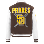 MLB SAN DIEGO PADRES MASH UP BLOUSON COLLÉGIAL EN LAINE À BORDS CÔTELÉS POUR FEMME (BRUN/BLANC)