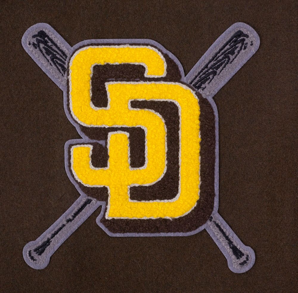 MLB SAN DIEGO PADRES MASH UP BLOUSON COLLÉGIAL EN LAINE À BORDS CÔTELÉS POUR FEMME (BRUN/BLANC)
