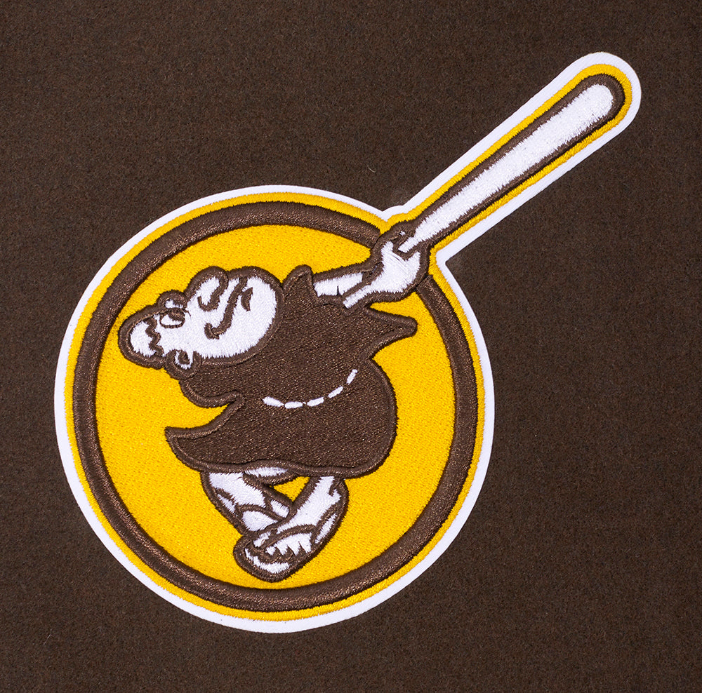 MLB SAN DIEGO PADRES MASH UP BLOUSON COLLÉGIAL EN LAINE À BORDS CÔTELÉS POUR FEMME (BRUN/BLANC)