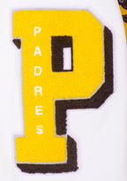 MLB SAN DIEGO PADRES MASH UP BLOUSON COLLÉGIAL EN LAINE À BORDS CÔTELÉS POUR FEMME (BRUN/BLANC)