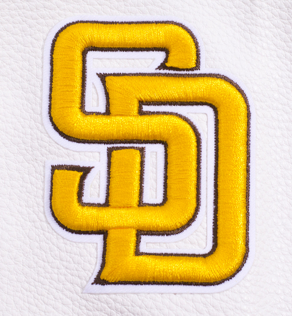 MLB SAN DIEGO PADRES MASH UP BLOUSON COLLÉGIAL EN LAINE À BORDS CÔTELÉS POUR FEMME (BRUN/BLANC)