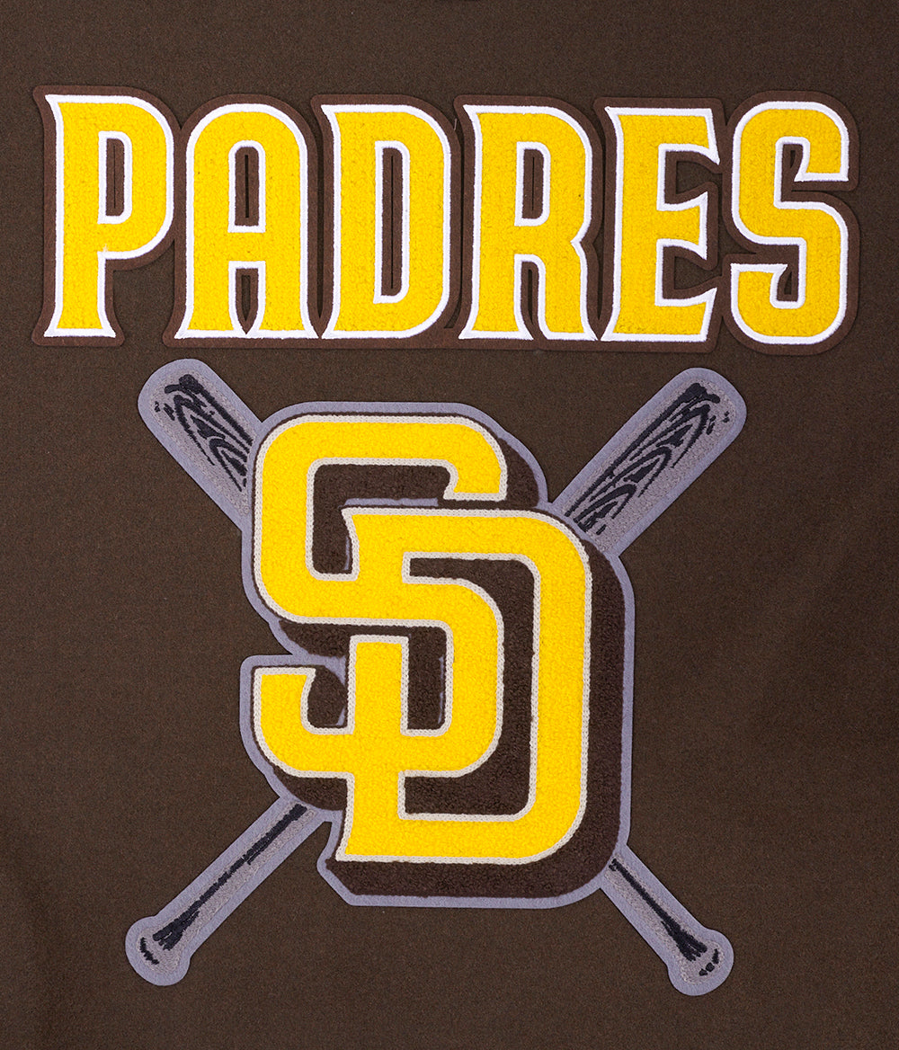 MLB SAN DIEGO PADRES MASH UP BLOUSON COLLÉGIAL EN LAINE À BORDS CÔTELÉS POUR FEMME (BRUN/BLANC)