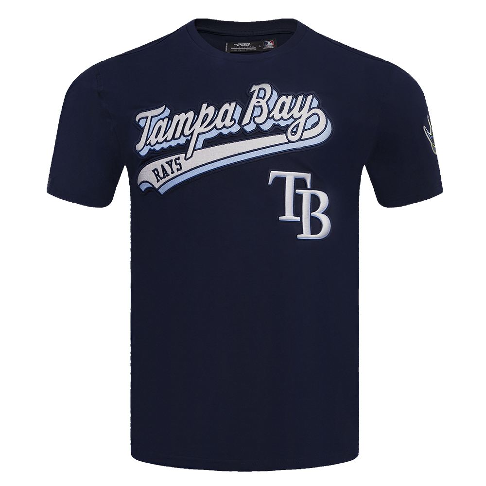 MLB TAMPA BAY RAYS SCRIPT TAIL HAUT EN JERSEY SIMPLE POUR HOMME (MARINE MINUIT)