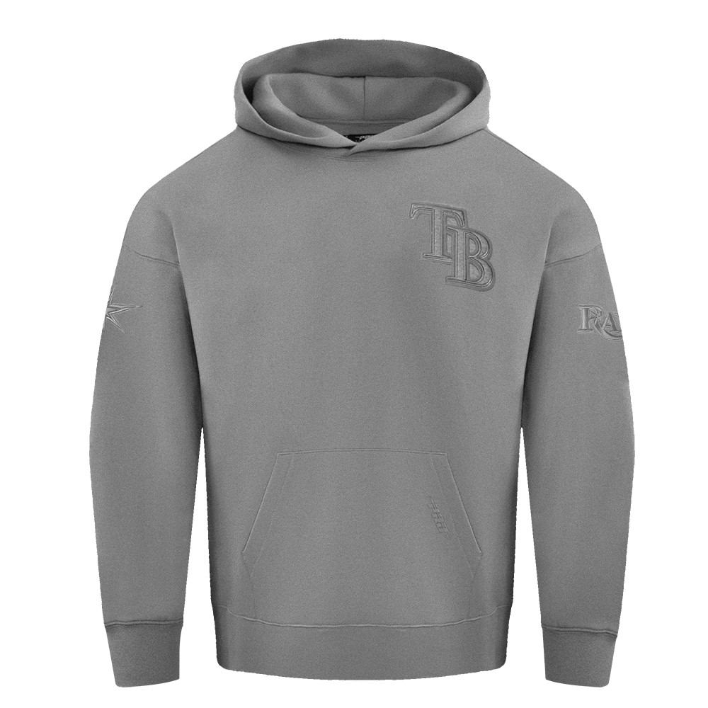 MLB TAMPA BAY RAYS NEUTRAL CHANDAIL À CAPUCHON EN MOLLETON À ÉPAULES TOMBANTES POUR HOMME (GRIS CHINÉ FONCÉ)