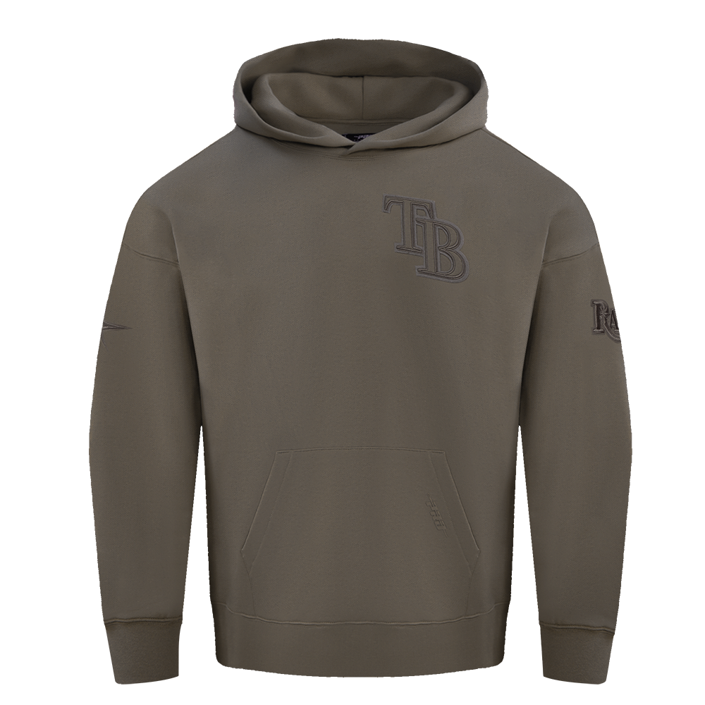 MLB TAMPA BAY RAYS NEUTRAL CHANDAIL À CAPUCHON EN MOLLETON À ÉPAULES TOMBANTES POUR HOMME (TAUPE FONCÉ)