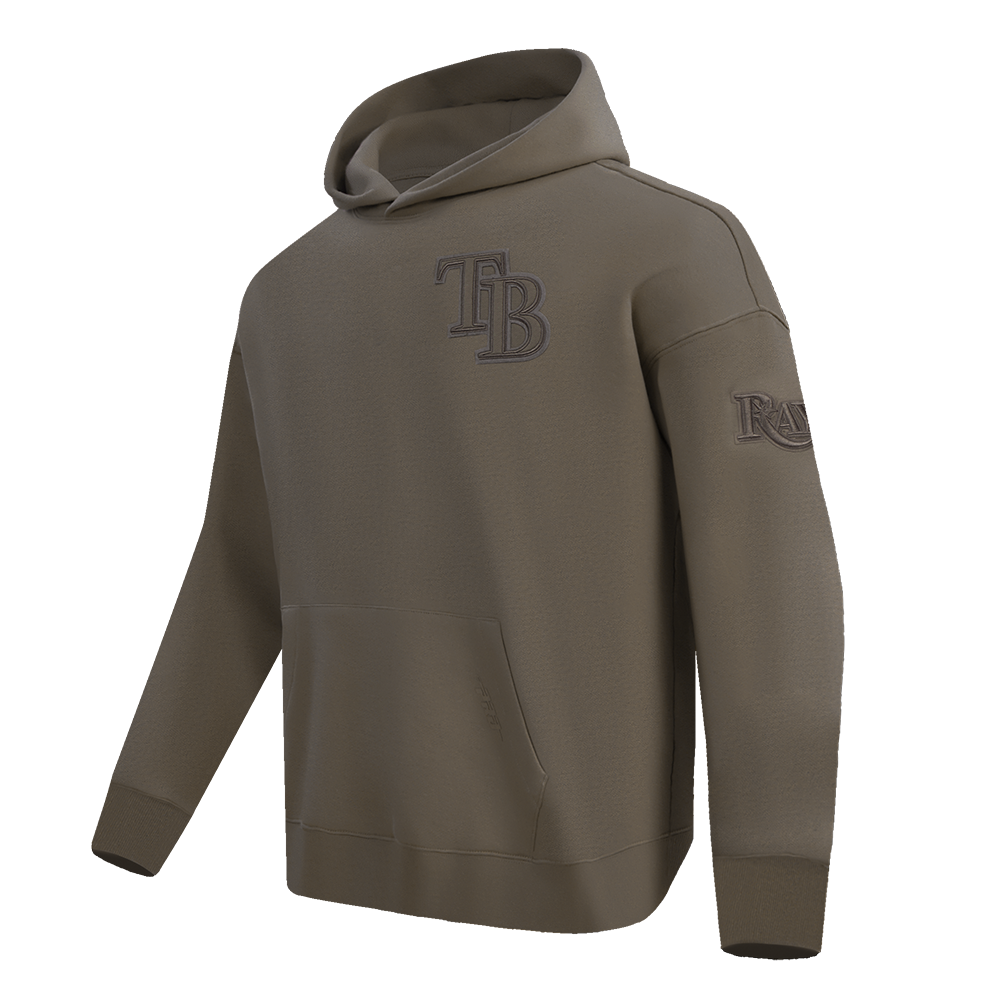 MLB TAMPA BAY RAYS NEUTRAL CHANDAIL À CAPUCHON EN MOLLETON À ÉPAULES TOMBANTES POUR HOMME (TAUPE FONCÉ)