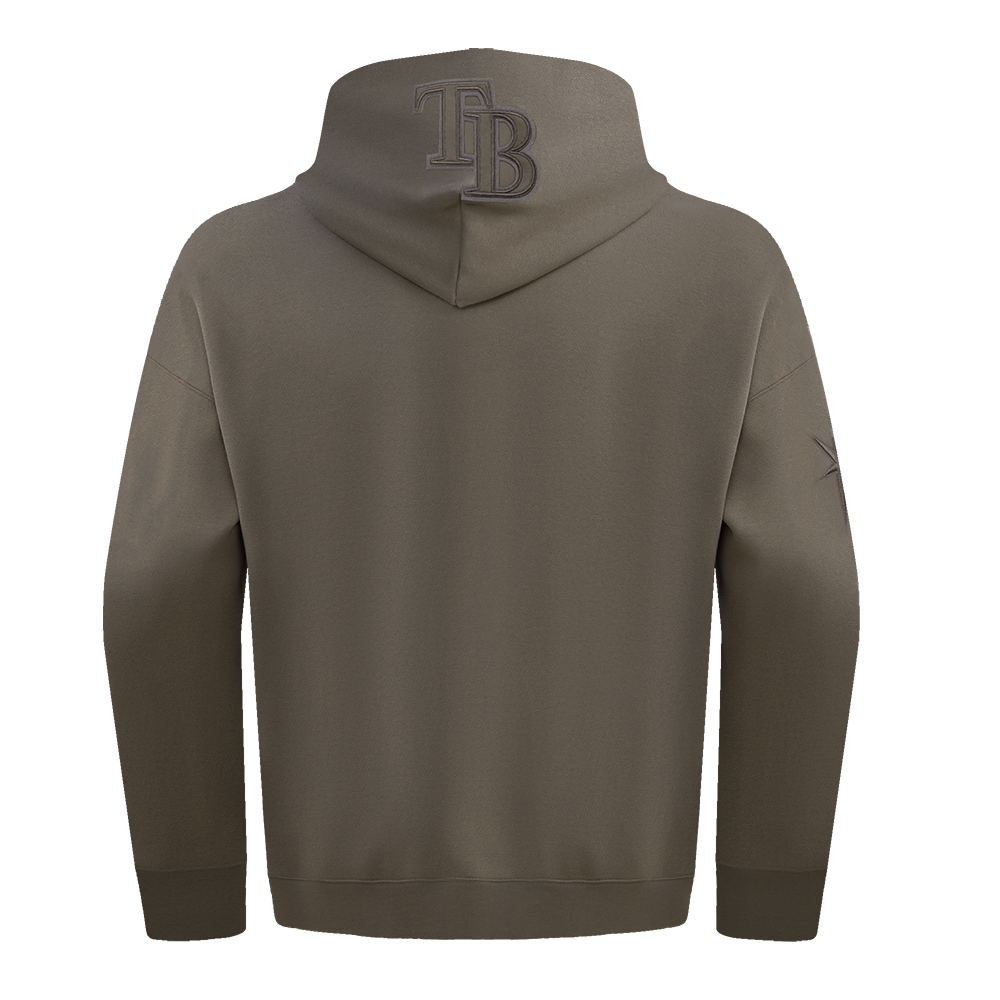 MLB TAMPA BAY RAYS NEUTRAL CHANDAIL À CAPUCHON EN MOLLETON À ÉPAULES TOMBANTES POUR HOMME (TAUPE FONCÉ)