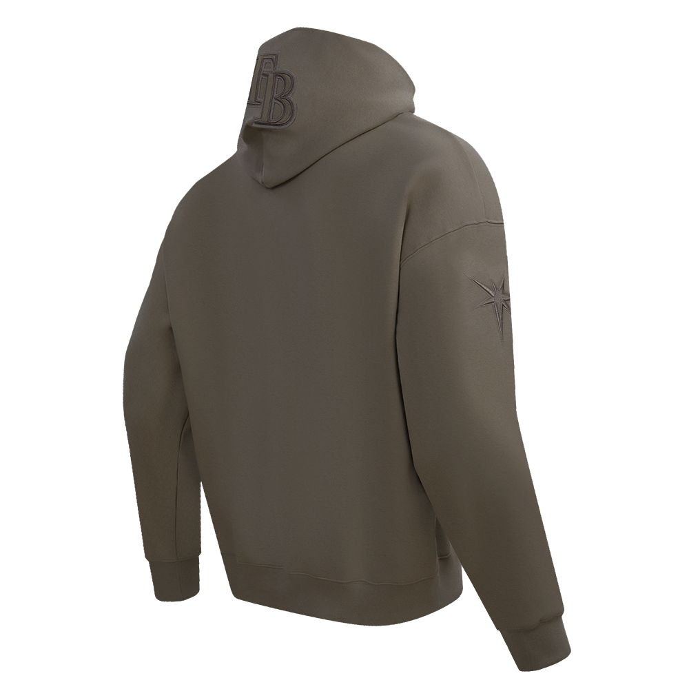 MLB TAMPA BAY RAYS NEUTRAL CHANDAIL À CAPUCHON EN MOLLETON À ÉPAULES TOMBANTES POUR HOMME (TAUPE FONCÉ)