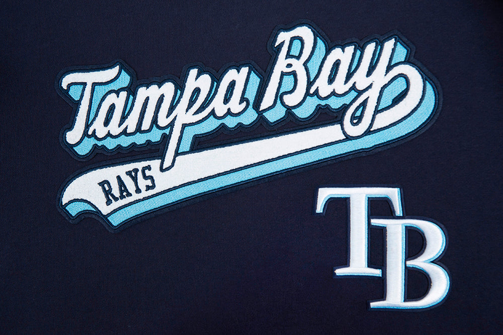 MLB TAMPA BAY RAYS SCRIPT TAIL MEN'S RIB FLC PO HOODIE (MIDNIGHT NAVY)