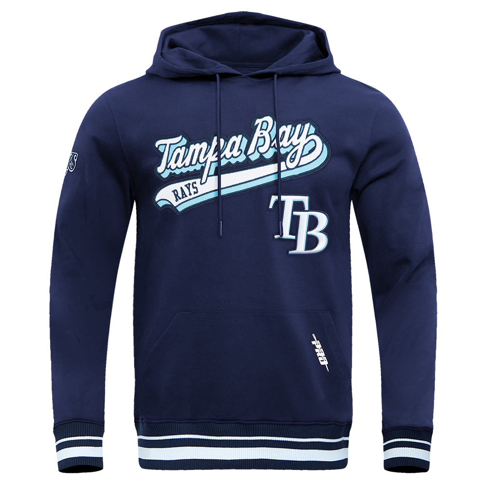 MLB TAMPA BAY RAYS SCRIPT TAIL MEN'S RIB FLC PO HOODIE (MIDNIGHT NAVY)