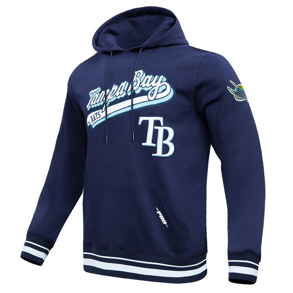 MLB TAMPA BAY RAYS SCRIPT TAIL MEN'S RIB FLC PO HOODIE (MIDNIGHT NAVY)