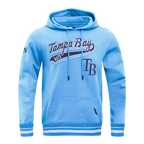 MLB TAMPA BAY RAYS SCRIPT TAIL CHANDAIL À CAPUCHON EN MOLLETON CÔTELÉ POUR HOMME (BLEU UNIVERSITÉ)
