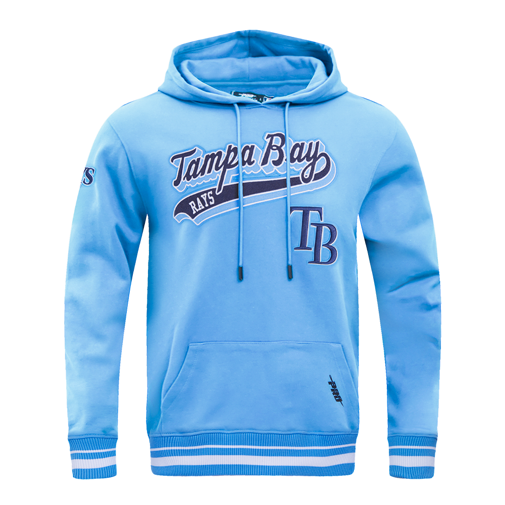 MLB TAMPA BAY RAYS SCRIPT TAIL CHANDAIL À CAPUCHON EN MOLLETON CÔTELÉ POUR HOMME (BLEU UNIVERSITÉ)