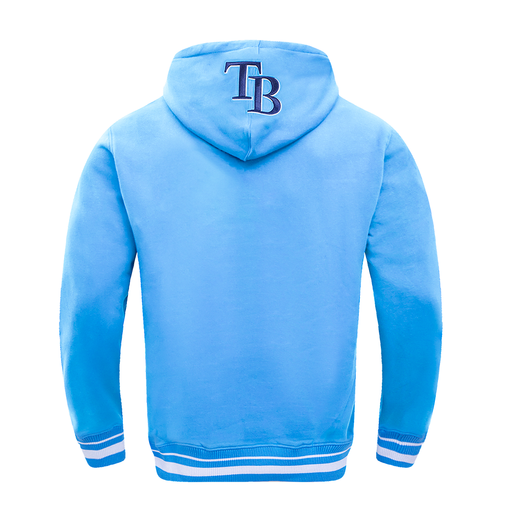MLB TAMPA BAY RAYS SCRIPT TAIL CHANDAIL À CAPUCHON EN MOLLETON CÔTELÉ POUR HOMME (BLEU UNIVERSITÉ)