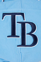 MLB TAMPA BAY RAYS SCRIPT TAIL CHANDAIL À CAPUCHON EN MOLLETON CÔTELÉ POUR HOMME (BLEU UNIVERSITÉ)