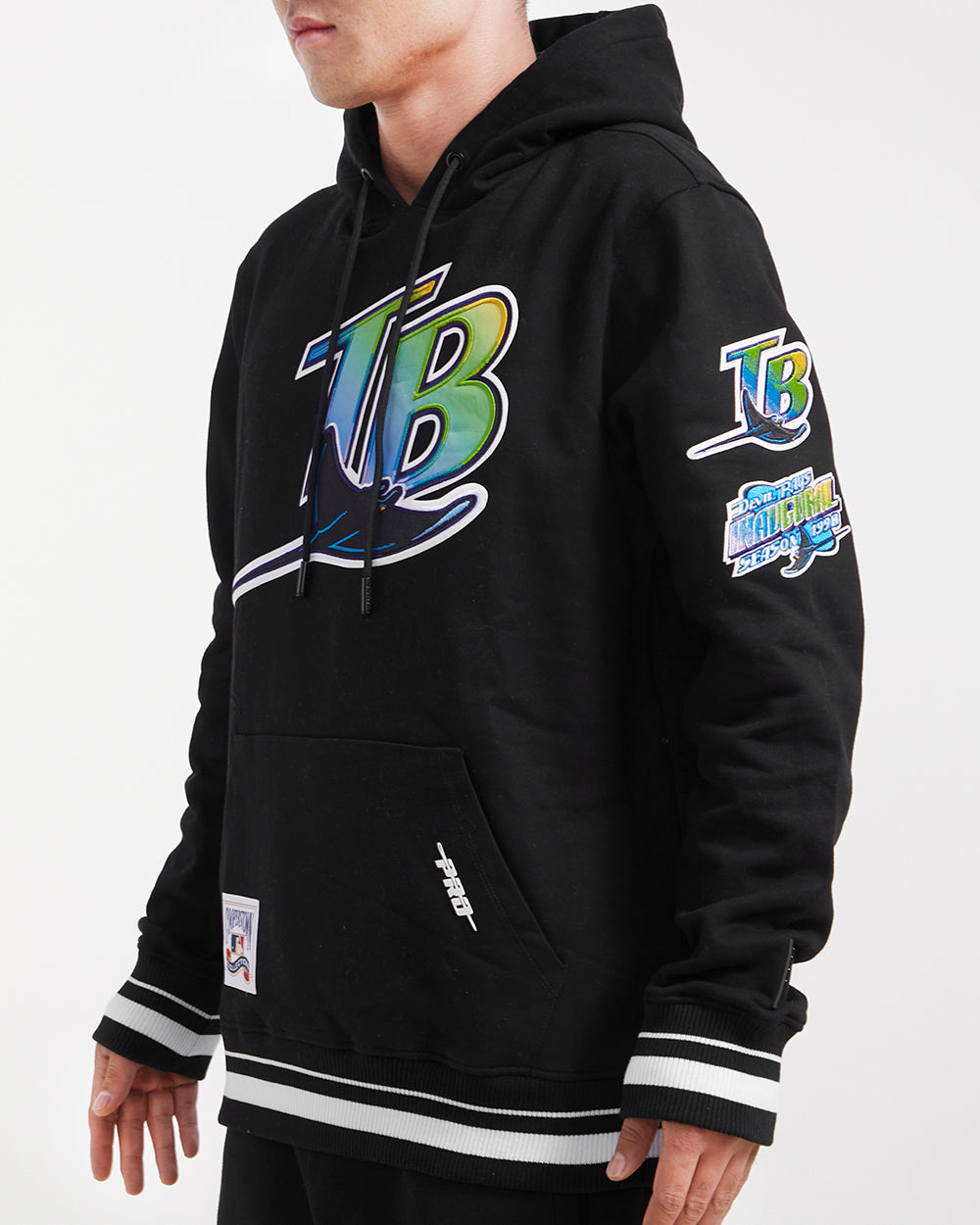 MLB TAMPA DEVIL RAYS RETRO CLASSIC MEN'S PO HOODIE (BLACK)
