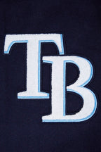 MLB TAMPA BAY RAYS SCRIPT TAIL MEN'S VARSITY JACKET (MIDNIGHT NAVY/WHITE)