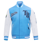 MLB TAMPA BAY RAYS SCRIPT TAIL MEN'S VARSITY JACKET (UNIVERSITY BLUE/WHITE)