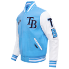 MLB TAMPA BAY RAYS SCRIPT TAIL MEN'S VARSITY JACKET (UNIVERSITY BLUE/WHITE)