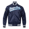 MLB TAMPA BAY RAYS SCRIPT TAIL BLOUSON EN SATIN POUR HOMME (MARINE MINUIT)