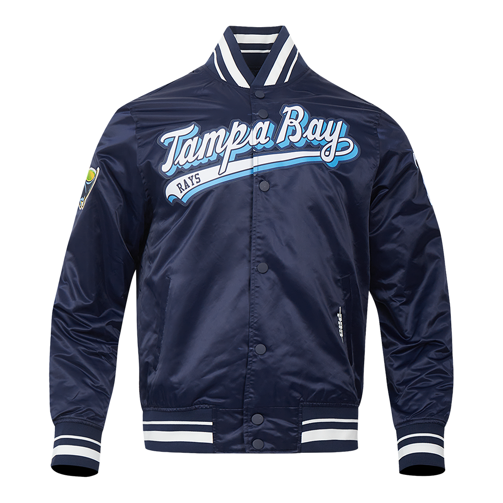 MLB TAMPA BAY RAYS SCRIPT TAIL BLOUSON EN SATIN POUR HOMME (MARINE MINUIT)