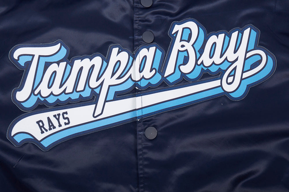 MLB TAMPA BAY RAYS SCRIPT TAIL BLOUSON EN SATIN POUR HOMME (MARINE MINUIT)