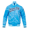 MLB TAMPA BAY RAYS SCRIPT TAIL BLOUSON EN SATIN POUR HOMME (BLEU UNIVERSITÉ)