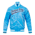 MLB TAMPA BAY RAYS SCRIPT TAIL BLOUSON EN SATIN POUR HOMME (BLEU UNIVERSITÉ)