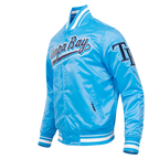MLB TAMPA BAY RAYS SCRIPT TAIL BLOUSON EN SATIN POUR HOMME (BLEU UNIVERSITÉ)