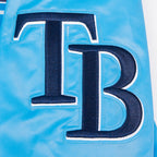MLB TAMPA BAY RAYS SCRIPT TAIL BLOUSON EN SATIN POUR HOMME (BLEU UNIVERSITÉ)