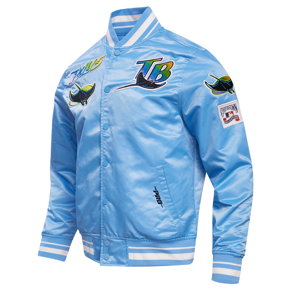MLB TAMPA DEVIL RAYS RETRO CLASSIC MEN'S RIB SATIN JACKET (UNIVERSITY BLUE)